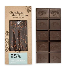 Tableta de chocolate 85% con Nibs, Rafael Andreu, 70g